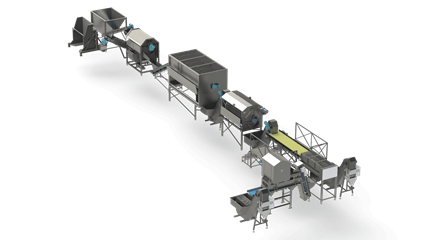 Food processing machinery in potato production line